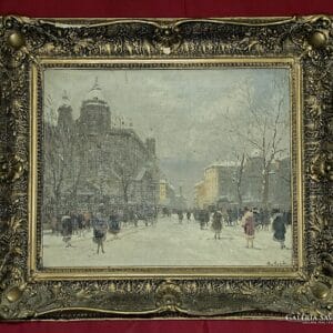 Berkes Antal (1874-1938) Téli utcakép